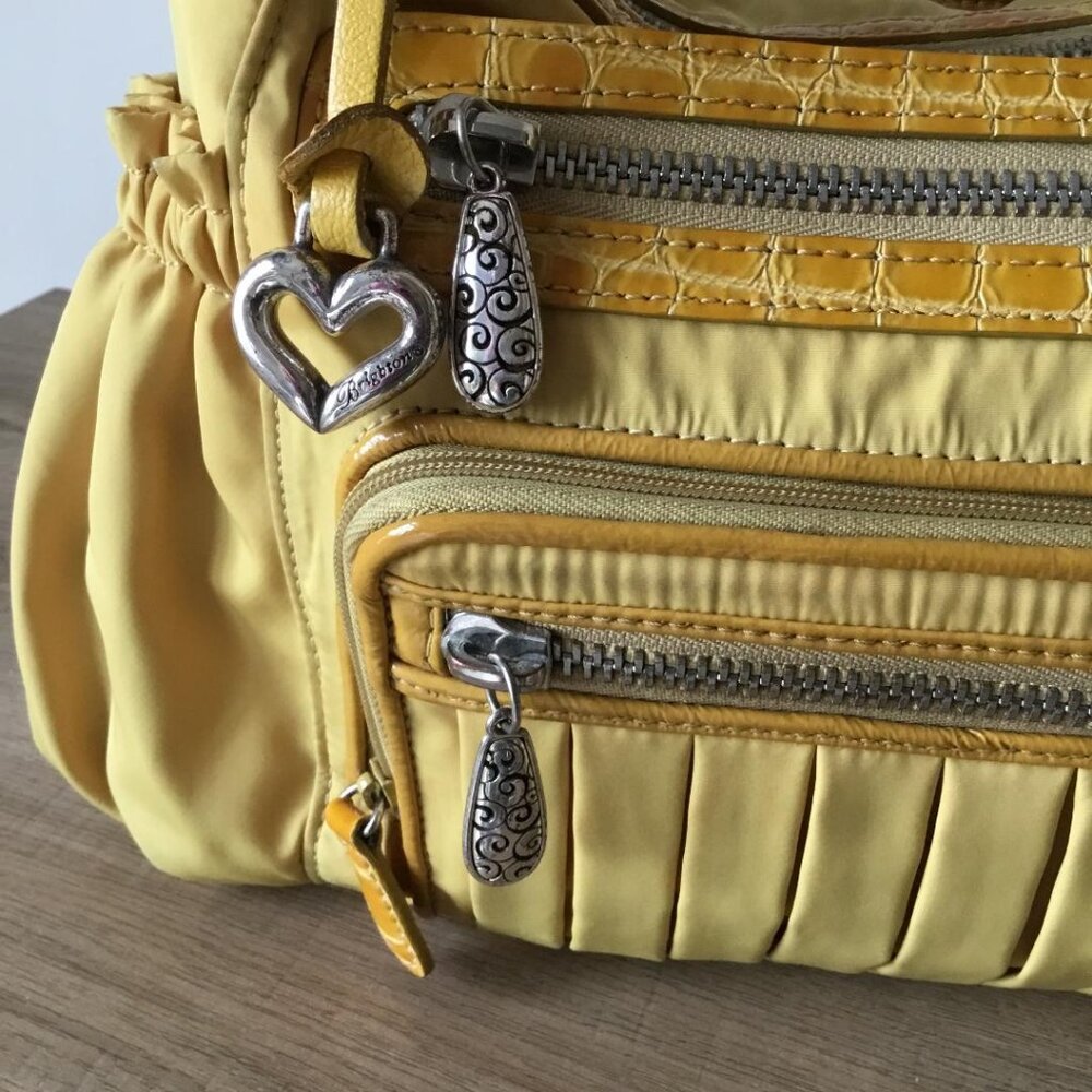 Brighton Yellow Shoulder Bag with Front Zipper Pockets - Picture 9 of 12